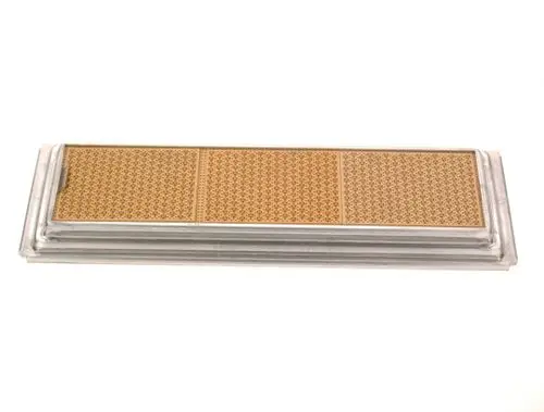 Metallische Brennerplatte mit drei perforierten Bereichen, geeignet für Gasgeräte, mit der Marke Bosch.